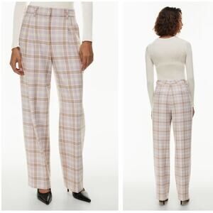 WILFRED x ARITZIA Effortless Pant Oswald Saville Plaid Purple Tan Sz 4 $148 {C2}